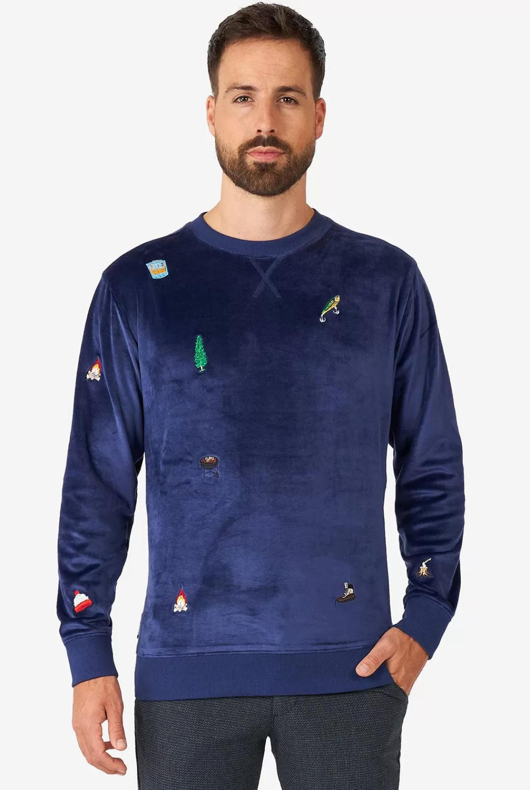Deluxe Sweaters | Kerst Sweaters | OppoSuits Velvet Navy - Xmas Icons